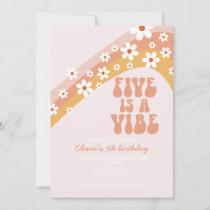 Invitation Retro Five est une ambiance Groovy daisy 5e annive