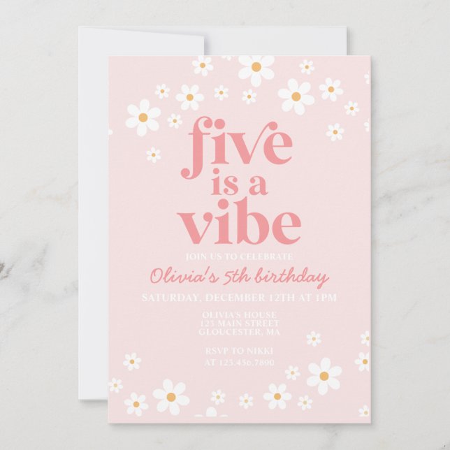 Invitation Retro Five est une vaisselle Vibe 5e anniversaire  (Devant)