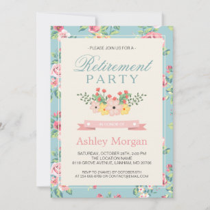 Invitation Retro Floral Feminine Retraite Party
