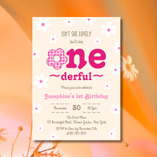 Invitation Retro Floral n'est-elle pas Onedefrul 1er annivers