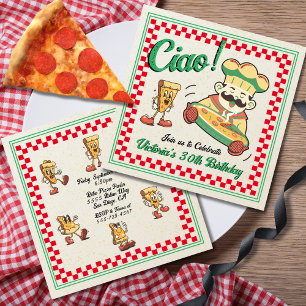 Invitation Retro Funky Pizza Box Chef italien Fête d'annivers