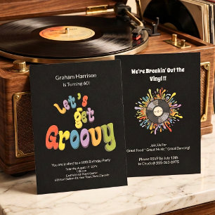 Invitation rétro funky pour 60e anniversaire