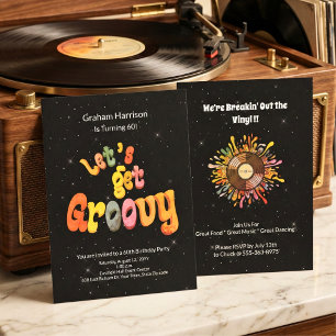 Invitation rétro funky pour 60e anniversaire