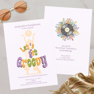 Invitation rétro funky pour 60e anniversaire