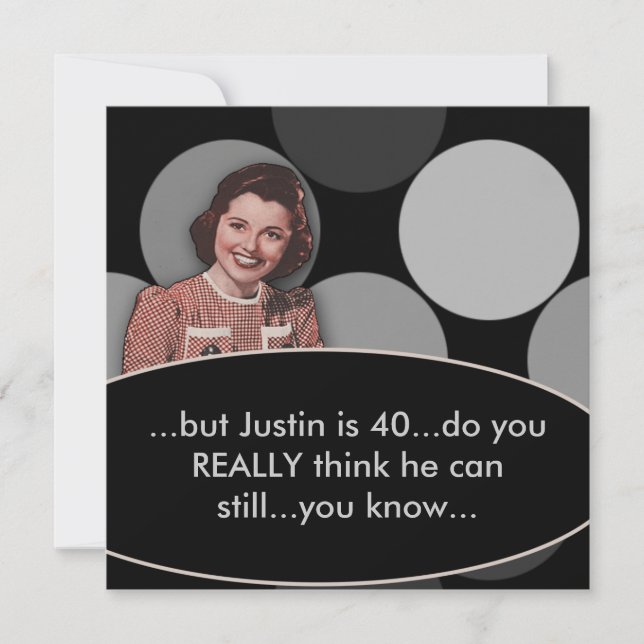 Invitation Retro Funny Mans 40e fête d'anniversaire (Devant)