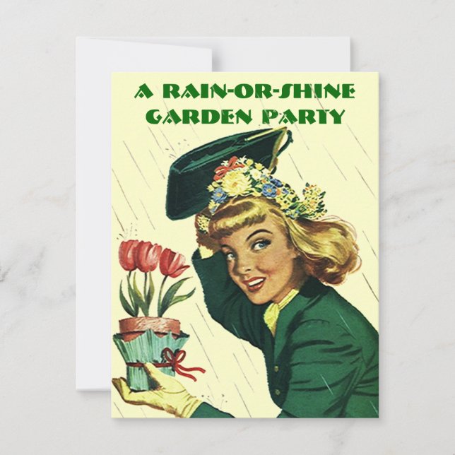 Invitation Retro Garden Party ~ Facile à Customise (Devant)