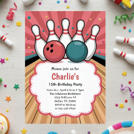 Invitation Retro Girls Bowling Birthday Party