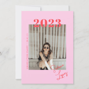 Invitation Retro Graduation 2 faces Photo Portrait Party