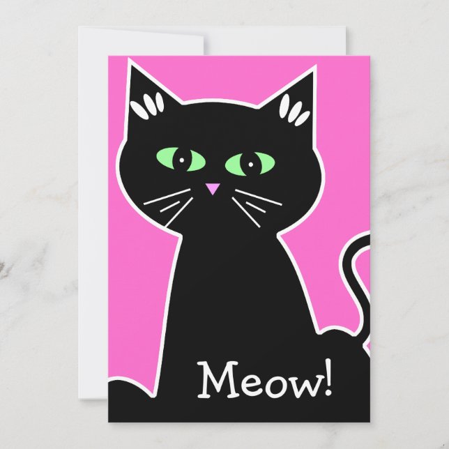 Invitation Retro Green Eyed Black Chat Bachelorette Party (Devant)