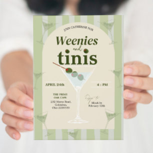 Invitation Retro Green Weenies et Tinis Enterrement de Vie de