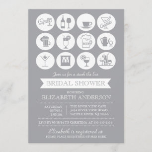 Invitation Retro Grey Stock l'invitation à la douche nuptiale