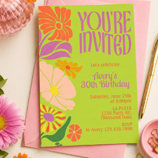 Invitation Retro Groovy Anniversaire | Retro Groovy Anniversa
