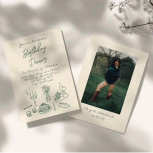 Invitation Retro Hand Draky Fun Anniversaire Dîner