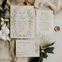 Retro Hand Written Drawn Floral Summer Wedding