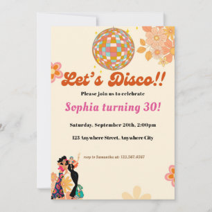 Invitation Retro Hippie 70's 60's fête d'anniversaire Super