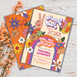 Invitation Retro Hippie Peace Out Graduation Party