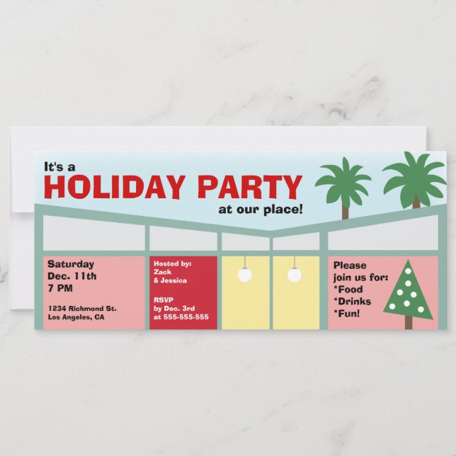 Invitation Retro Holiday Party (Devant)
