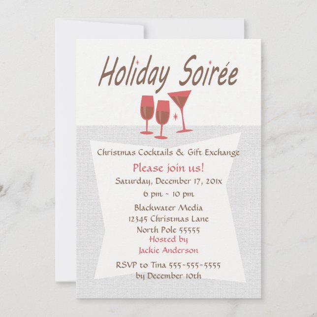 Invitation Retro Holiday Soiree (Devant)