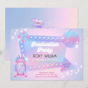 Invitation Retro Holo disco fête de graduation