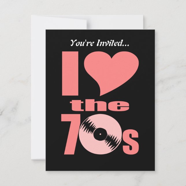 Invitation Retro I Love le les années 70 | Dossier Vinyle du  (Devant)