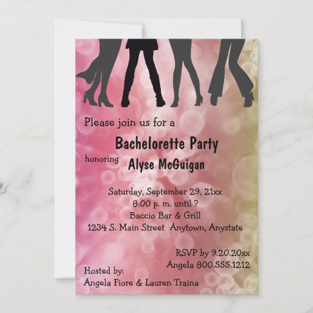 Invitation Retro Inspiré Disco Bachelorette Party (Devant)