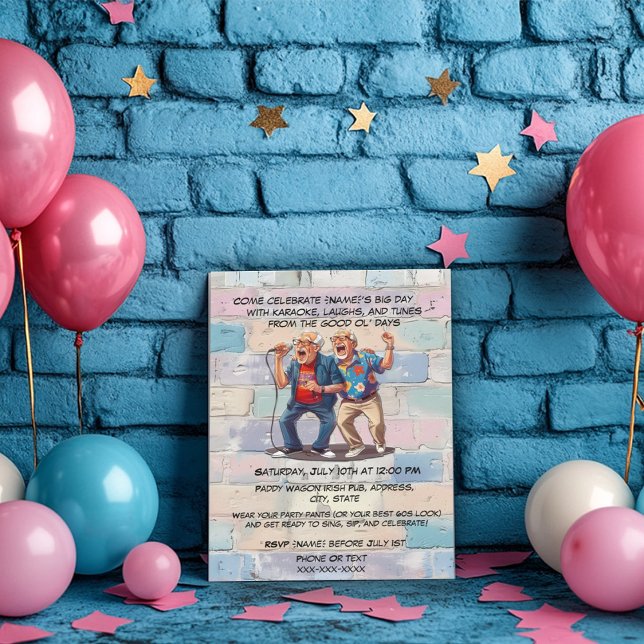 Invitation Retro Karaoke Anniversaire des années 80 (Créateur téléchargé)