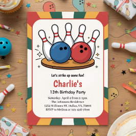 Invitation Retro Kids Bowling Birthday Party