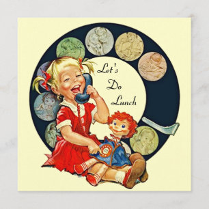 Invitation Rétro LAISSEZ les USA déjeunent des amis de long