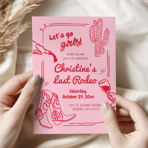 Invitation Retro Last Rodeo Cowgirl Enterrement de Vie de Jeu
