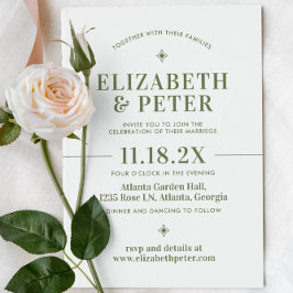 Invitation Rétro les années 70 Mariage vert Super