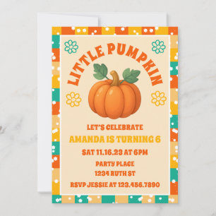 Invitation Retro Little Citrouille Automne fête d'anniversair