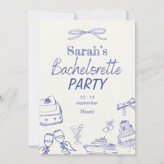 Invitation Retro Luxe Beach | Enterrement de vie de jeune fil