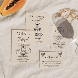 Invitation Rétro Main dessinée Cake Écrit Quirky Bold Mariage