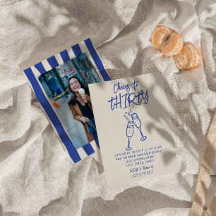 Invitation Retro Main tiré 30ème Cheers à la photo Anniversai