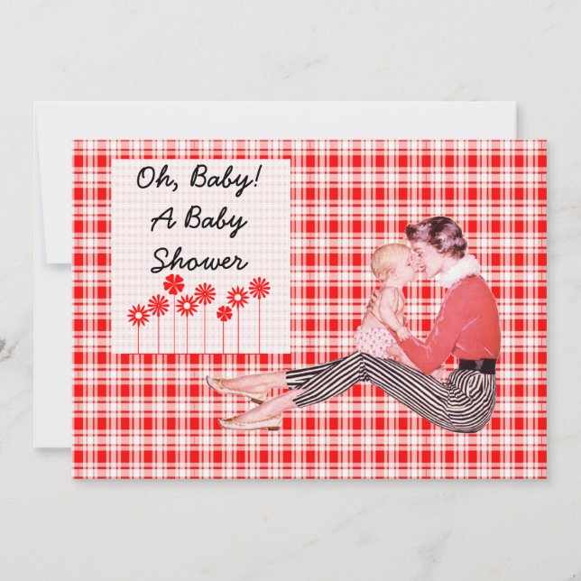Invitation Retro Maman et Baby shower (Devant)