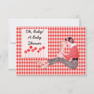 Invitation Rétro Maman et Baby shower V2