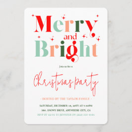 Invitation Retro Merry and Bright Christmas Party
