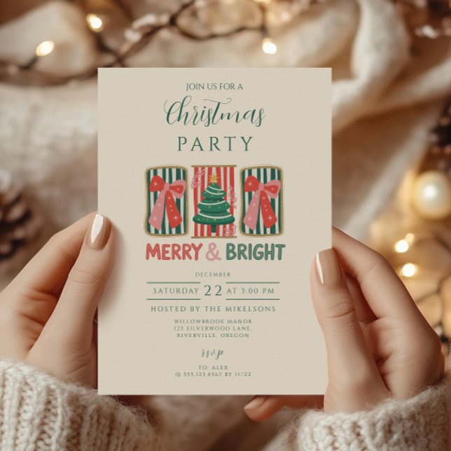 Invitation Retro Merry & Bright Christmas (Créateur téléchargé)