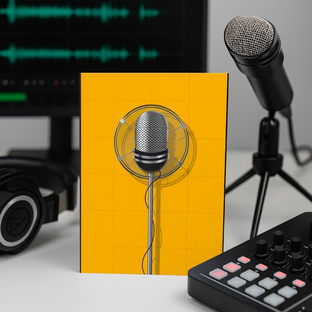 Invitation Retro Microphone on Bold Yellow (Créateur téléchargé)