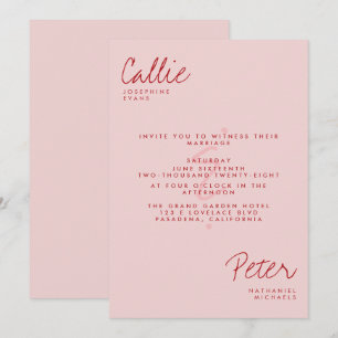 Invitation Rétro minimaliste manuscrit Mariage monochromatiqu