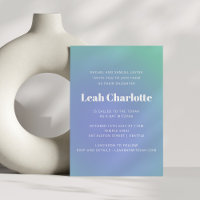 Retro Mint Bleu Vert Gradient Bat mitzvah mou