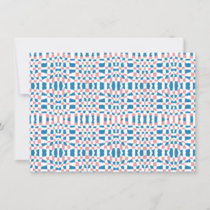 Invitation Rétro Mod Damier Abstrait Rose Bleu