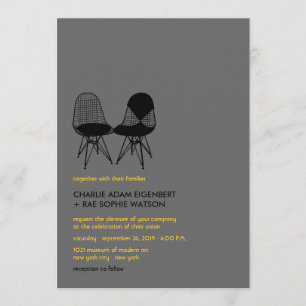 Invitation Rétro Mod Perfect Chair Pair Eames Mariage moderne