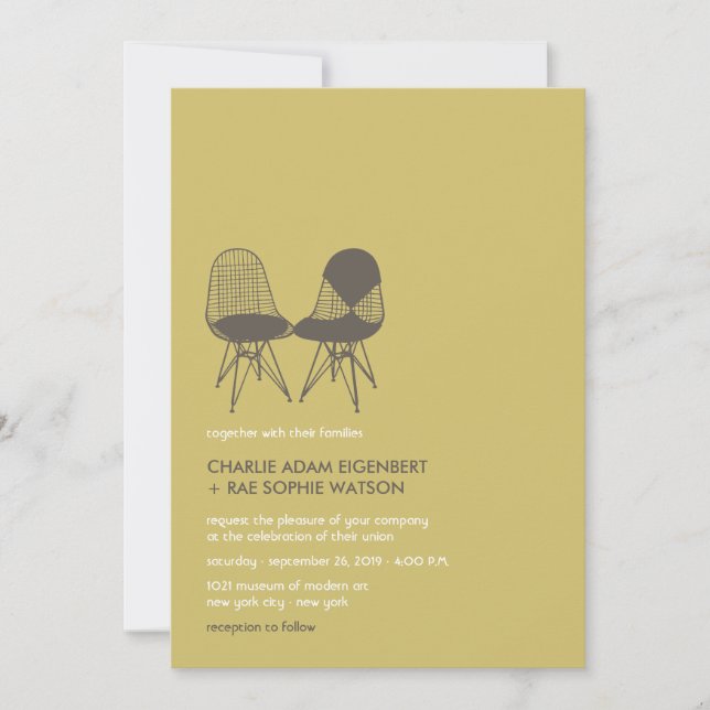 Invitation Retro Mod Perfect Président Pair Eames Wedding Inv (Devant)