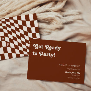 Invitation Retro Moderne Chic Checker en terre cuite Enregist
