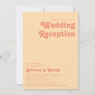 Invitation Rétro moderne Réception de mariage à la crème or
