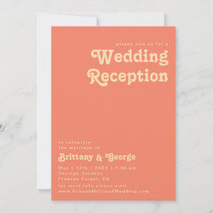 Invitation Retro Moderne   Réception de mariage corail