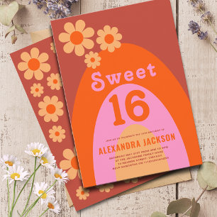 Invitation Retro Moderne Sweet 16 Anniversaire