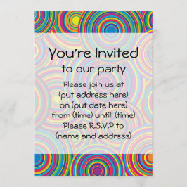 Invitation Rétro motif de cercles d'arc-en-ciel