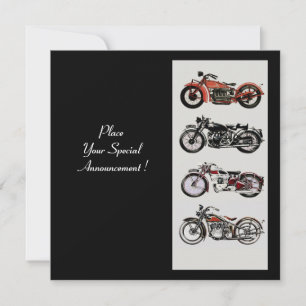 Invitation RETRO MOTORCYCLES PARTI Rouge Noir Blanc